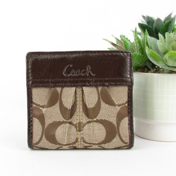 Coach Signature Small Brown Wallet - Picture 1 of 8